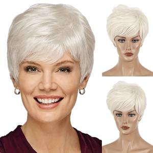 วิกผมสั้นทรงพิกซี่สไตล์ยุโรปอเมริกันสำหรับผู้หญิง  หน้าม้าปัดข้าง  วัสดุเส้นผมทนความร้อนสูง  วิกผมมิส - Product Image 4