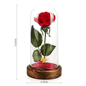 Rosa Eterna Artificial con Luz LED, La Bella y la Bestia en Cubierta de Cristal, Decoración Navideña para el Hogar, Regalo para el Día de la Madre, San Valentín, Año Nuevo - Product Image 2