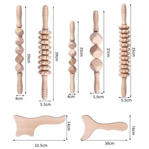 Ensemble d'outils de massage en bois de hêtre massif pour le débloquage des méridiens, comprenant un outil Gua Sha et un rouleau de massage musculaire - Product Image 3