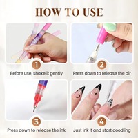 Ensemble de stylos pour nail art 3D - Pinceaux de luxe en plastique pour le dessin et le traçage de motifs pour la manucure