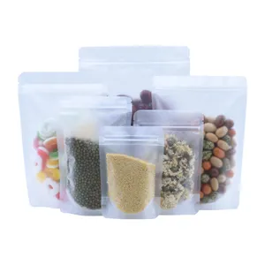 100PCS Special Dull Matte Clear Finished Stand Up Zipper Lock Plastic Snack Food Bulk Packaging Bag