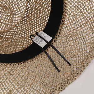 Haute qualité unisexe personnalisé mode été soleil plage chapeau herbe naturelle à la main chapeau de paille jonc de mer Fedora chapeau pour hommes femmes - Product Image 5