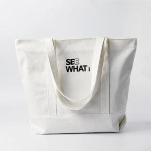 Custom Logo Size Printed Foldable Reusable Canvas Shopping <b>Tote</b> <b>Bag</b> Oversized Cloth Cotton <b>Tote</b> <b>Bags</b> With Zipper Internal Pocket - Product Image 2