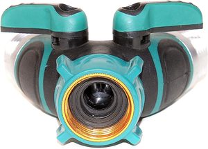 金属易握水龙头水龙头适配器双向y型花园水管连接器分路器，带截止阀 - Product Image 3
