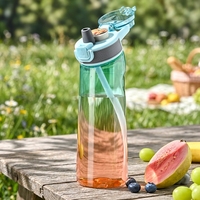 Bouteilles d'eau de sport transparentes en Tritan+PP anti-fuite avec anneau parfumé remplaçable, idéales pour le bureau, la randonnée, le camping, les voyages, sûres