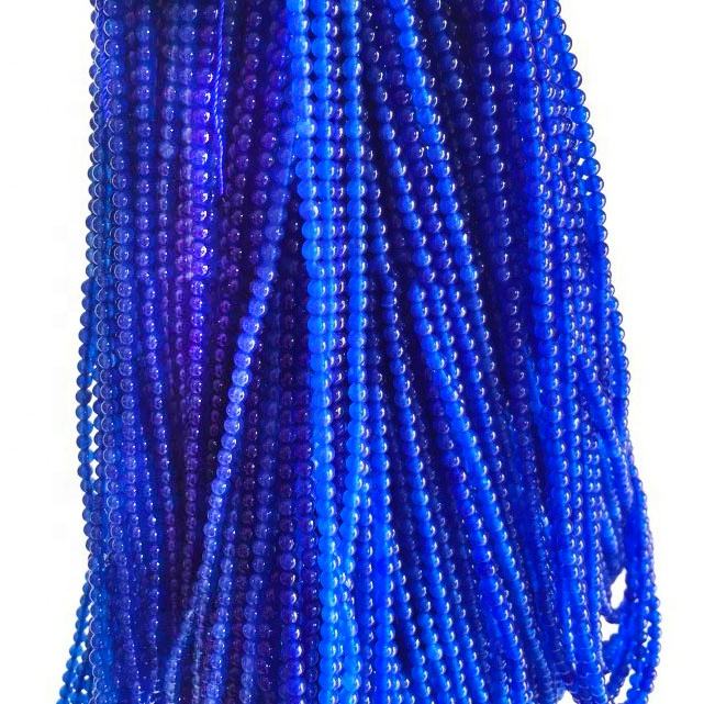 Perles en saphir bleu naturel, pièces rondes d'espacement, pierres