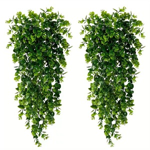 Sggvecsy Lot de 4 plantes artificielles suspendues en eucalyptus, résistantes aux UV, en plastique, pour décoration intérieure/extérieure, emballage pour vase de mariage - Product Image 1