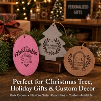 Lasergravierbare Kunstleder-Weihnachtsanhänger im Großhandel, Individuell Lasergravierte PU-Leder Christbaumschmuck zur Personalisierung