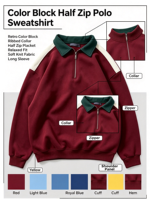 Sweat-shirt en coton pour homme, col zippé, coupe classique, pull-over décontracté sportif pour l'automne
