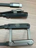 Cable de Carga Rápida Ajustable de Tipo C a Tipo C, Cable Plano PD de 240 W, Soporte para Teléfono, Cable de Carga 2 en 1 para Teléfono