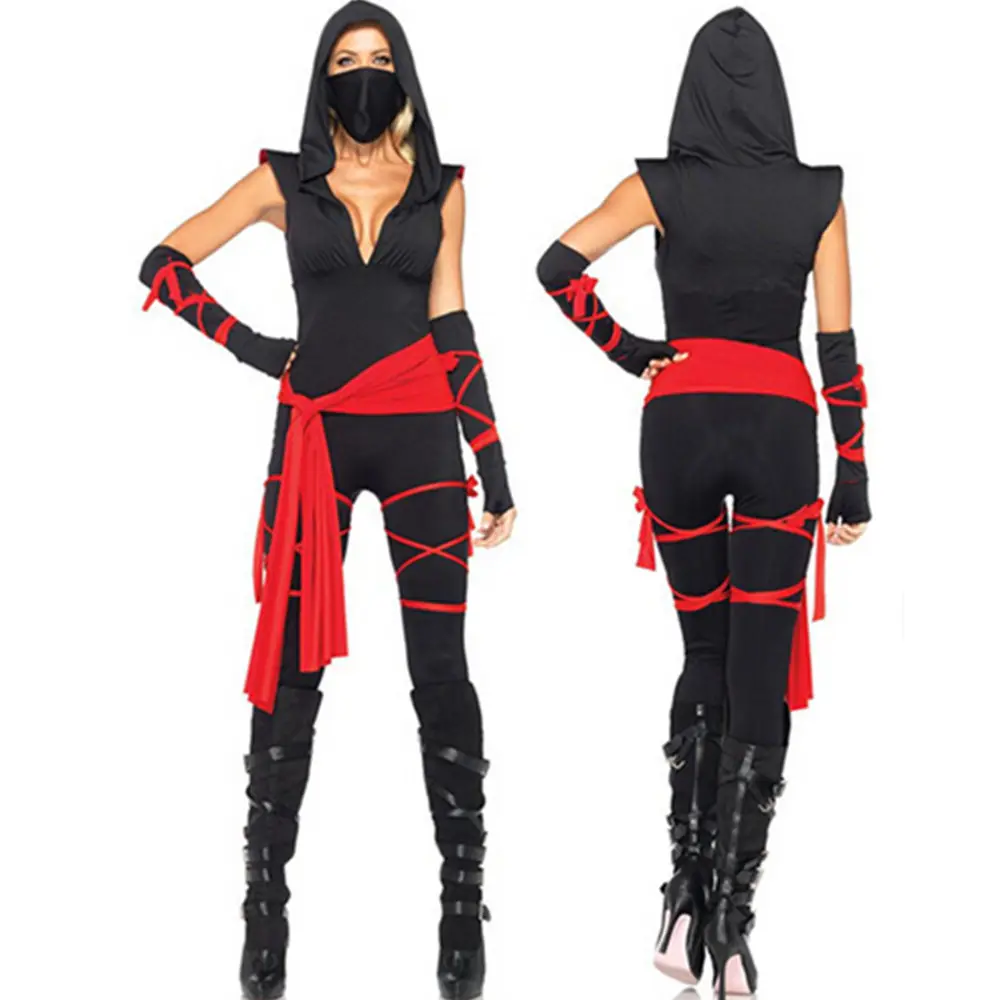 Kostum Cosplay Wanita Dewasa, Kostum Prajurit Ninja Anime Topeng Halloween, Kostum Gaun Cosplay