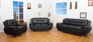 Ensemble de canapés en similicuir PU PVC noir et <span class=keywords><strong>blanc</strong></span>, <span class=keywords><strong>canapé</strong></span> moderne pour salon, une, deux ou trois places avec pieds en métal - Product Image 6