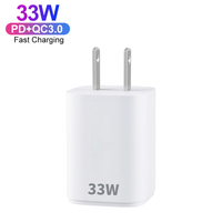 Cargador Rápido de 2 Puertos, Mini, PD33W QC3.0 Tipo C USB, Cargador de Pared Portátil con Enchufe US/EU para Teléfono Móvil