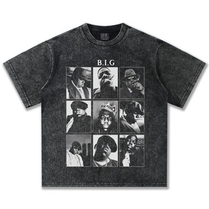Camiseta Gráfica con Collage de Fotos de <span class=keywords><strong>Notorious</strong></span> B.I.G. para Hombre, Seda/Algodón, 280 GSM, Cuello Redondo, Estilo Oversize, Hip Hop Clásico - Product Image 6