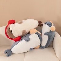 Oreiller en peluche phoque le plus vendu, casque audio mignon, jouet en peluche unisexe, rembourrage en coton PP, compagnon de sommeil parfait, décoration d'intérieur