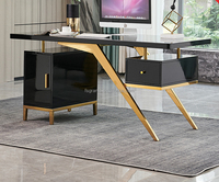 Bureau d'ordinateur de luxe en acier inoxydable de bonne qualité avec tiroirs