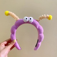 Serre-tête en peluche antidérapant personnalisable OEM, motif dessin animé mignon à grands yeux pour enfants - Accessoire de mode pour cheveux avec design fait main