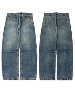 Jeans en denim délavé de qualité supérieure 100% coton, coupe ample, streetwear pour hommes, effet délavé, jeans pour hommes - Product Image 2