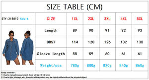 218810 Nuovo Abito in Denim <span class=keywords><strong>Taglie</strong></span> Forti per Donne, Casual, Manica Lunga, Colletto Rovesciato, Vestito in Jeans Stile Camicia per Signore - Product Image 6