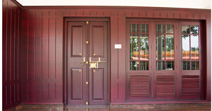 Panel de MDF de doble entrada de madera maciza tradicional, puerta principal Exterior moderna para villas, casas, apartamentos y hoteles, puertas listas para usar en China - Product Image 4