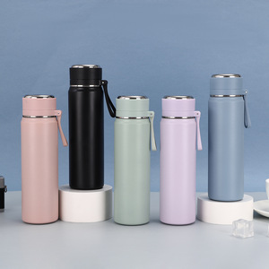 Stainless Steel Vacuum Insulated <b>Mug</b> Bullet Shape <b>Large</b> Capacity With Carrying Strap Travel Water Bottle - Product Image 1