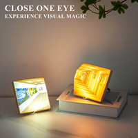Lampe murale visuelle 3D sans lunettes, veilleuse en bois pour salon et chambre, sans perçage, lumière d'ambiance de luxe haut de gamme