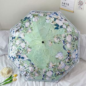 Parapluie pliant transfrontalier Design Rose Sauvage, à ouverture et fermeture entièrement automatiques, style classique, imprimé personnalisé - Product Image 2