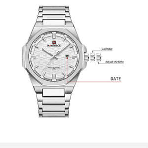 Nouvelle montre à quartz pour homme NAVIFORCE 9245, bracelet en acier inoxydable, étanche, avec lumière nocturne, calendrier, montre de sport décontractée - Product Image 5