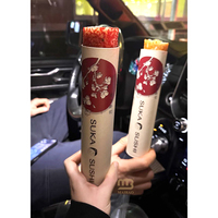 Emballage cylindrique en papier pour sushis personnalisé avec couche intérieure en aluminium, design à fond poussoir et tube à sauce