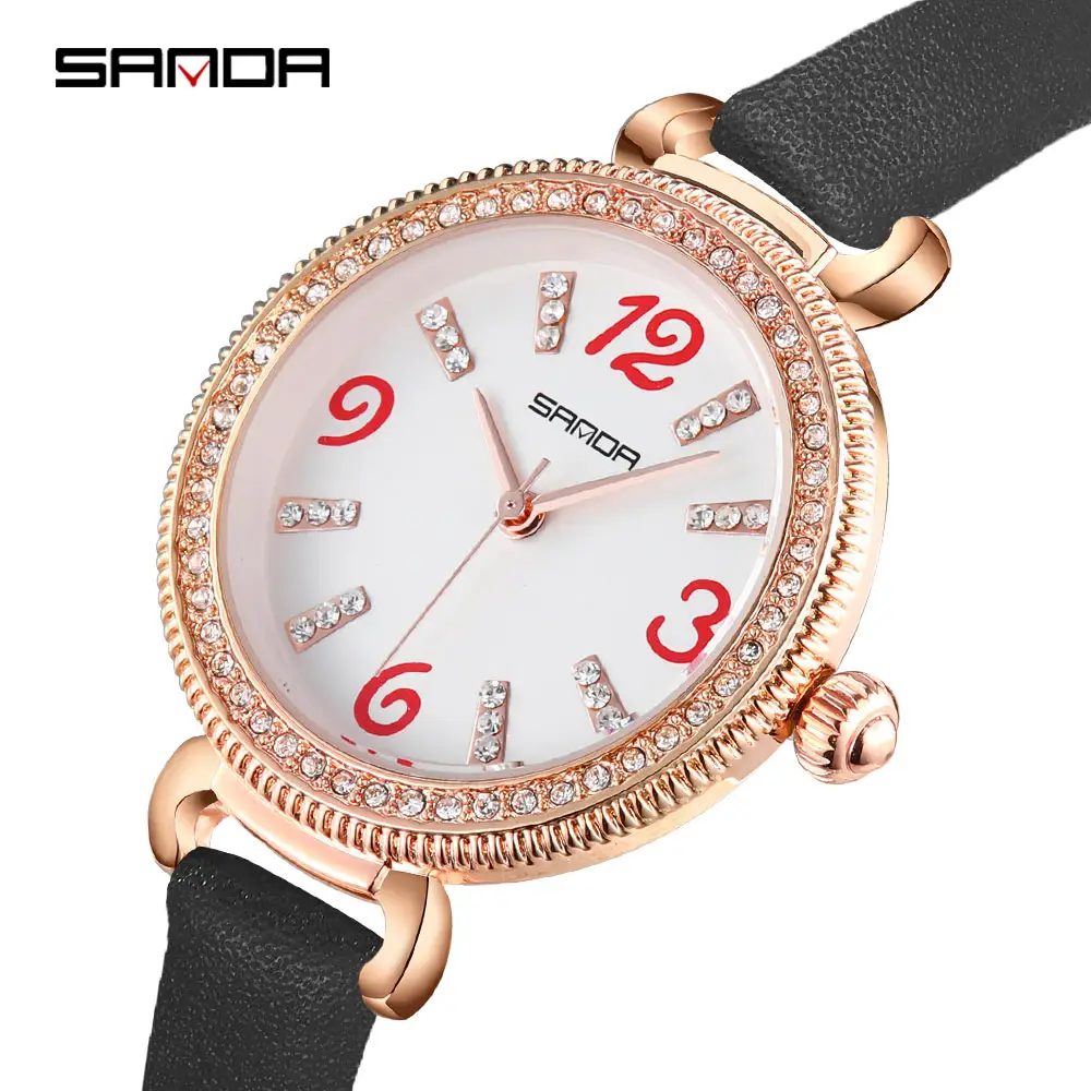 Sanda P240 Đẹp Thâm Quyến Womens Đồng Hồ Tốt Nhất Chính Hãng Dây Đeo Bằng Da Chống Thấm Vòng Đeo Tay Đơn Giản Thiết Kế Đồng Hồ