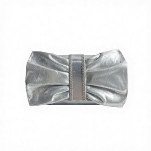 Bolso de Noche de Lujo con Forma de Capullo de Flor Plano, de Cristal, de Moda, Cartera de Mano con Marco Metálico para Mujer, Joyería de Platino, Superventas - Product Image 2