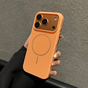 Coque de téléphone magnétique en maille nid d'abeille à dissipation thermique couleur bonbon simple ou coque rigide ultra-fine anti-chute pour iPhone 17, 16, 15, 14, 13 - Product Image 2