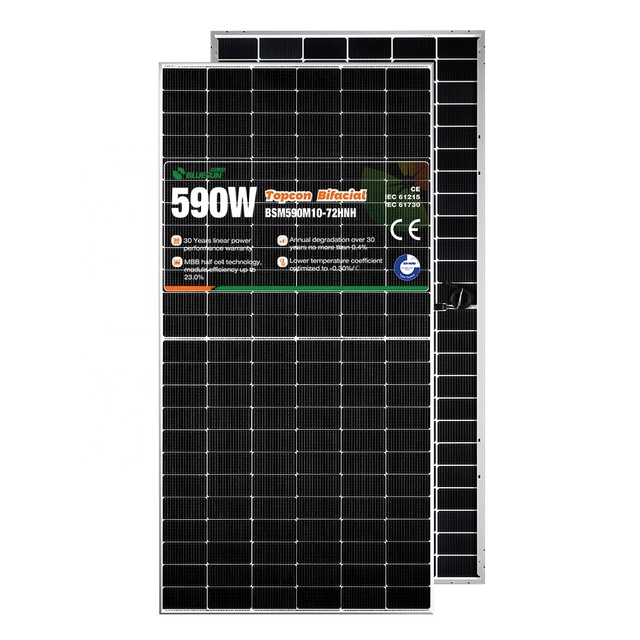 Bluesun Solar Roof Panels 550w 580w 590W Quotes TOPCON Series Shingled Bifacial Solar Panels Low Shading Cost Solar Panel Module