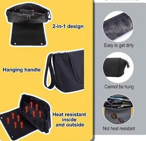 Bolsa de viaje resistente al calor para rizadores y planchas de pelo, con gancho para colgar, muestra gratuita. - Product Image 4