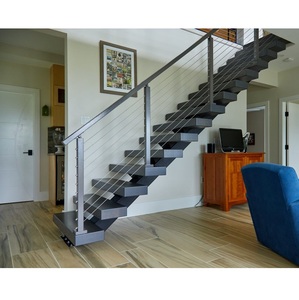 Escalera Flotante Interior de Alta Calidad, Escalera Comercial de Madera y Acero para Ático, con Estructura Monoviga - Product Image 1