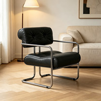 Fauteuil de salon minimaliste en acier inoxydable, style vintage tendance, pour salons, cafés et salons de thé - Chaise de loisirs design en éponge