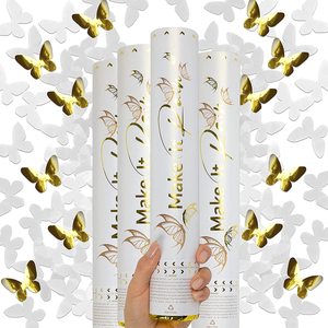 Cañón de Confeti de 30 cm para Bodas, Mariposas Blancas, Lanzador de Confeti al por Mayor para Graduaciones y Celebraciones - Product Image 1