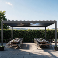 Pérgola de Aluminio con Recubrimiento en Polvo Impermeable, Techo de Láminas Ajustables Manualmente, Gazebo, Diseño Inspirado en la Naturaleza para Exteriores
