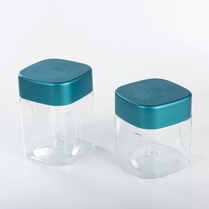 Thiết Kế Mới 1000Ml Rõ Ràng Pet Jar Độc Đáo Vuông Nhựa <span class=keywords><strong>Container</strong></span> Với Nắp Màu Trắng Cho Thực Phẩm Snack Lưu Trữ Kẹo Cookie Đường Lưu Trữ - Product Image 6