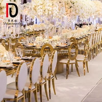 Chaises dorées de luxe à dossier en O pour réceptions de mariage, événements extérieurs, banquets et fêtes