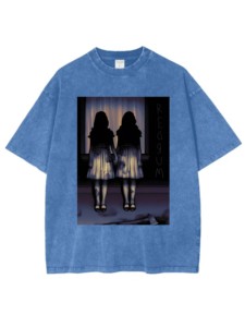 The Shining Twice Oversize camisetas verano 100% algodón tejido cómodo hombro caído cuello redondo peso pesado lavado ácido - Product Image 3