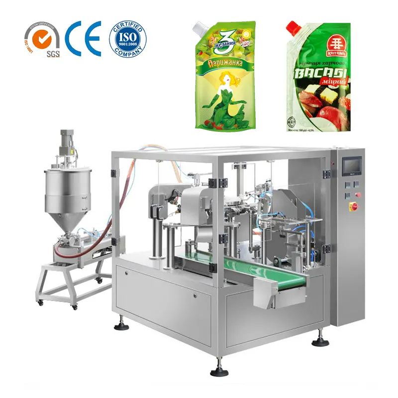 Fully automatic giving bag liquid packaging machine multi-function doypack gusset wasabi sauce packing and filling machine