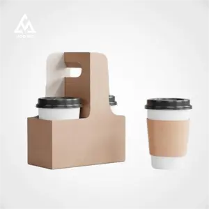 定制印刷标志牛皮纸咖啡热饮重型咖啡杯架，用于咖啡馆外卖