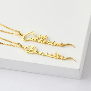 Plated Necklace Duoying Fashion Stainless Steel Vacuum Gold Plating Customized Vertical Name Necklace Jewelry