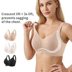 Shangbini Women Wireless Push-Up Thin Woven Comfort Bra Seamless Breathable Lift Support Full Coverage Everyday Lingerie