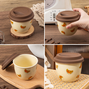 Taza de Cerámica con Diseño de Dibujos Animados, Taza para Leche con Tapa de Silicona, Taza para Agua, Taza de Café para Oficina, Regalo Personalizado - Product Image 4