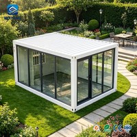 Maison conteneur préfabriquée en verre de 20 pieds et 40 pieds, emballage plat, portable, facile à assembler, maison modulaire en conteneur maritime
