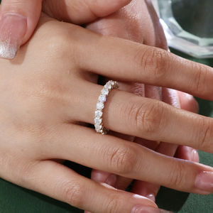 Anillo de Bodas de Oro Blanco de 14k con Moissanita para Mujer, Elegante Anillo de Moissanita para Regalos, Fiestas, Aniversarios, Joyería - Product Image 1