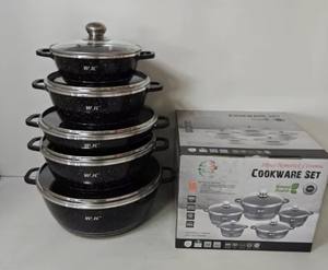 Ensemble de casseroles en aluminium pour famille, 10 pièces, 20/24/28/32 cm, casserole profonde, poêle peu profonde de 28 cm, revêtement antiadhésif en granit, compatible avec les cuisinières à gaz - Product Image 1
