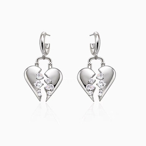 Orecchini Pendenti a Cuore Spezzato per Donne, Orecchini Scintillanti a Forma di Cuore, Gioielli di Moda per Uso Quotidiano e Feste - Product Image 5